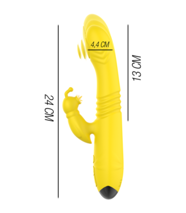 INTENSE - TOKY VIBRADOR MULTIFUNCIÓN RECARGABLE UP & DOWN CON ESTIMULADOR DE CLITORIS AMARILLO