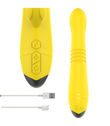 INTENSE - TOKY VIBRADOR MULTIFUNCIÓN RECARGABLE UP & DOWN CON ESTIMULADOR DE CLITORIS AMARILLO