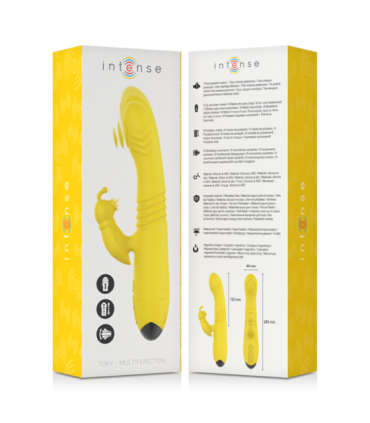 INTENSE - TOKY VIBRADOR MULTIFUNCIÓN RECARGABLE UP & DOWN CON ESTIMULADOR DE CLITORIS AMARILLO