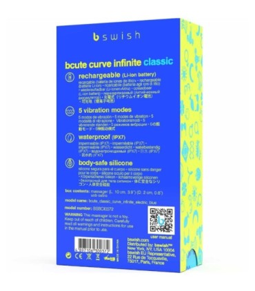 B SWISH - BCUTE CURVE INFINITE CLASSIC VIBRADOR RECARGABLE SILICONA AZUL
