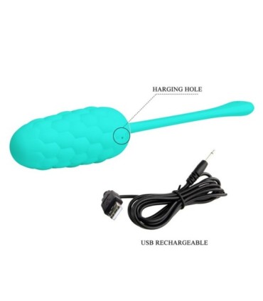 PRETTY LOVE - HUEVO VIBRADOR CON TEXTURA MARINA RECARGABLE VERDE AGUA
