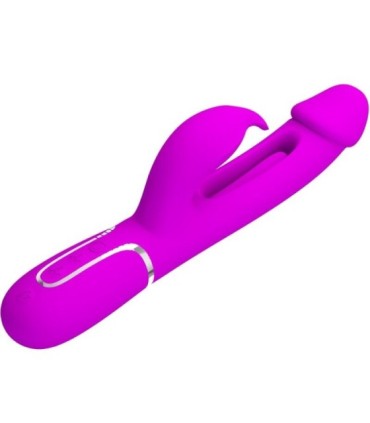 PRETTY LOVE - KAMPAS VIBRADOR RABBIT 3 EN 1 MULTIFUNCIÓN CON LENGUA FUCSIA