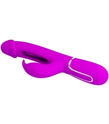PRETTY LOVE - KAMPAS VIBRADOR RABBIT 3 EN 1 MULTIFUNCIÓN CON LENGUA FUCSIA