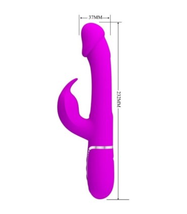 PRETTY LOVE - KAMPAS VIBRADOR RABBIT 3 EN 1 MULTIFUNCIÓN CON LENGUA FUCSIA