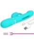 PRETTY LOVE - KAMPAS VIBRADOR RABBIT 3 EN 1 MULTIFUNCIÓN CON LENGUA VERDE AGUA