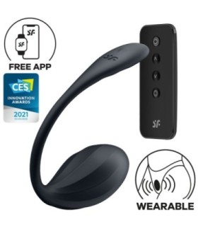 SATISFYER - RIBBED PETAL ESTIMULADOR PUNTO G CONTROL REMOTO NEGRO APP GRATUITA