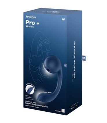 SATISFYER - PRO+ WAVE 4 ESTIMULADOR PUNTO G & AIR PULSE APLICACIÓN GRATUITA AZUL OSCURO