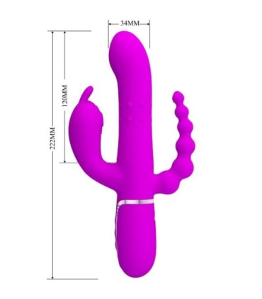 PRETTY LOVE - CAMMY TRIPLE VIBRADOR MULTIFUNCIÓN 4 EN 1 ROSA
