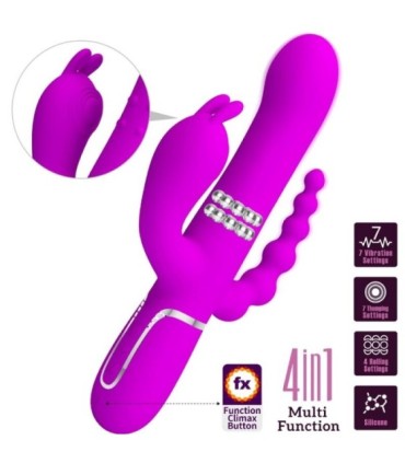 PRETTY LOVE - CAMMY TRIPLE VIBRADOR MULTIFUNCIÓN 4 EN 1 ROSA