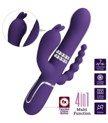 PRETTY LOVE - CAMMY TRIPLE VIBRADOR MULTIFUNCIÓN 4 EN 1 MORADO