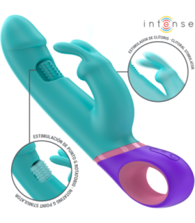 INTENSE - MÓNICA VIBRADOR RABBIT CON ESTIMULADOR ROTATORIO DEL PUNTO G AZUL