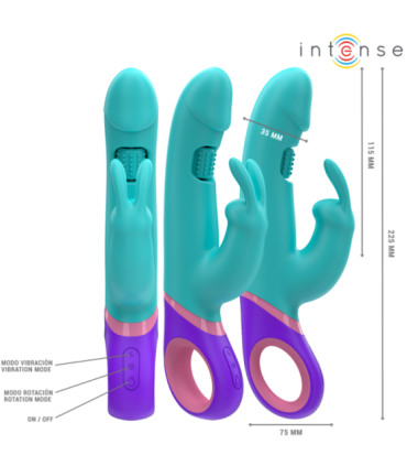 INTENSE - MÓNICA VIBRADOR RABBIT CON ESTIMULADOR ROTATORIO DEL PUNTO G AZUL