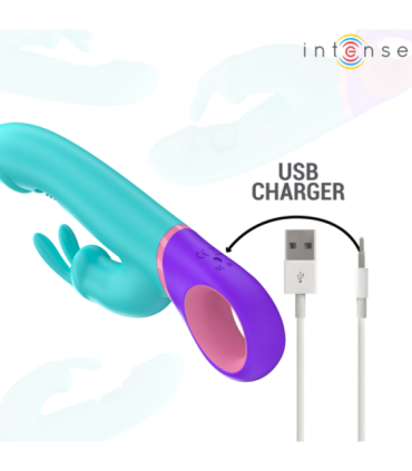 INTENSE - MÓNICA VIBRADOR RABBIT CON ESTIMULADOR ROTATORIO DEL PUNTO G AZUL