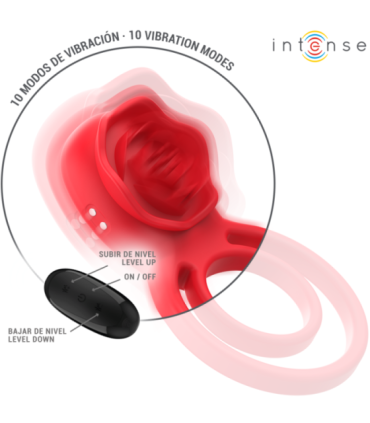 INTENSE - GAIL ROSA ESTIMULADORA 10 VIBRACIONES ROJO CONTROL REMOTO