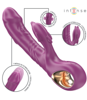 INTENSE - HALLE VIBRADOR MULTIFUNCIÓN CON LENGUA ESTIMULADORA EN FORMA DE DELFÍN MORADO