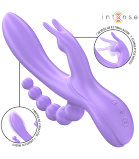 INTENSE - MIKO TRIPLE VIBRADOR RABBIT & ESTIMULADOR & ANAL 7 VIBRACIONES MORADO