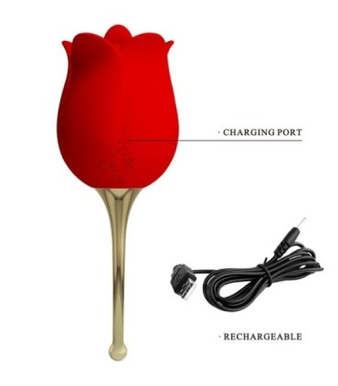 PRETTY LOVE - ROSE LOVER ROSA ESTIMULADORA DE CLÍTORIS 12 VIBRACIONES ROJO