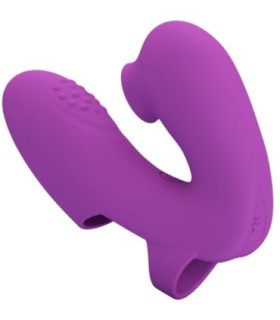 PRETTY LOVE - ATHENA VIBRADOR DE DEDO CON ESTIMULADOR CLÍTORIS MORADO