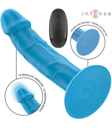 INTENSE - PHOEBE VIBRADOR REALÍSTICO 10 VIBRACIONES AZUL CONTROL REMOTO
