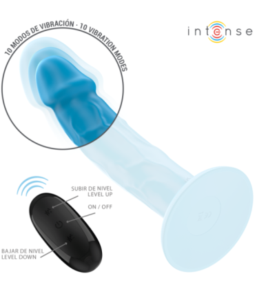 INTENSE - PHOEBE VIBRADOR REALÍSTICO 10 VIBRACIONES AZUL CONTROL REMOTO
