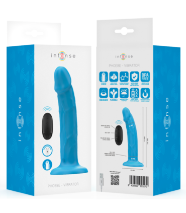 INTENSE - PHOEBE VIBRADOR REALÍSTICO 10 VIBRACIONES AZUL CONTROL REMOTO