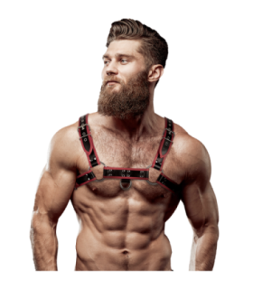 FETISH SUBMISSIVE ATTITUDE - ARNÉS ECOPIEL PECHO HOMBRE NEGRO/ROJO