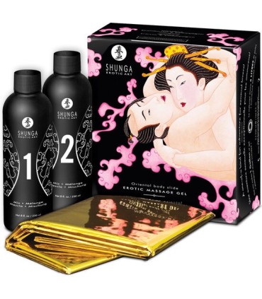 SHUNGA - GEL DE MASAJE ERÓTICO CUERPO A CUERPO ORIENTAL FRESAS Y CAVA