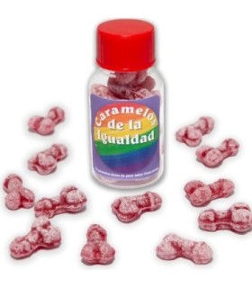 DIABLO PICANTE - 12 CARAMELOS DE LA IGUALDAD FORMA PENE FRESA/CEREZA