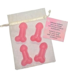 DIABLO PICANTE - 4 MINI JABONES PERFUMADOS FORMA PENE ROSA