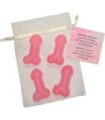 DIABLO PICANTE - 4 MINI JABONES PERFUMADOS FORMA PENE ROSA