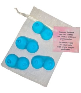 DIABLO PICANTE - 4 MINI JABONES PERFUMADOS FORMA PECHOS AZUL