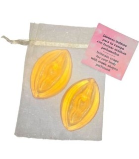 DIABLO PICANTE - 2 JABONES PERFUMADOS FORMA VAGINA AMARILLO