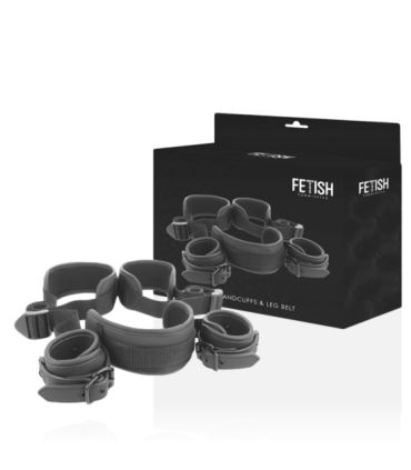 FETISH SUBMISSIVE - POSICIÓN PIERNAS ABIERTAS CON ESPOSAS CON FORRO DE NEOPRENO