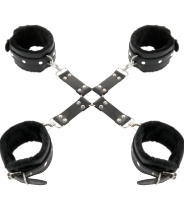 DARKNESS - ESPOSAS DE CUERO PARA PIES Y MANOS NEGRO