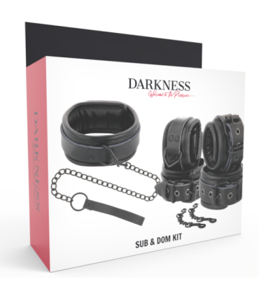 DARKNESS - ESPOSAS Y COLLAR DE CUERO NEGRO