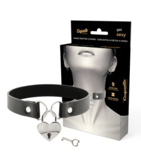 COQUETTE CHIC DESIRE - COLLAR CUERO VEGANO ACCESORIO CORAZÓN CON LLAVE