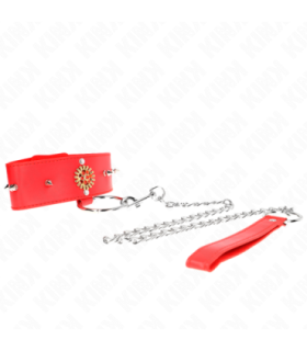 KINK - COLLAR CON CORREA 65 CM CUELLO DE DIAMANTES ROJO AJUSTABLE 35-51 CM X 7 CM