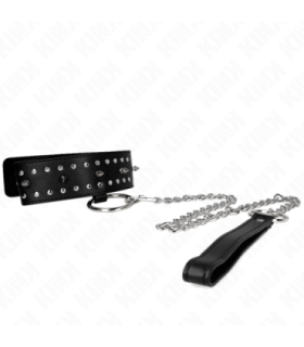 KINK - COLLAR CON CORREA 65 CM CON TACHUELAS PLATEADAS MODELO 1 AJUSTABLE 36-43 CM X 5 CM