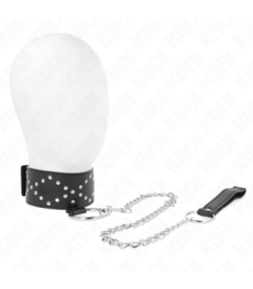 KINK - COLLAR CON CORREA 65 CM CON TACHUELAS PLATEADAS MODELO 3 AJUSTABLE 36-43 CM X 5 CM