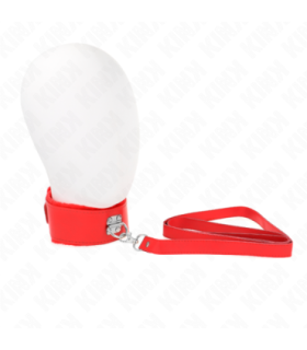 KINK - COLLAR CON CORREA 116 CM CON TACHUELAS PLATEADAS MODELO 4 ROJO AJUSTABLE 40-48 CM X 6 CM
