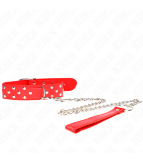 KINK - COLLAR CON CORREA 65 CM REMACHE ANILLA ROJO AJUSTABLE 36-50 CM X 3.8 CM