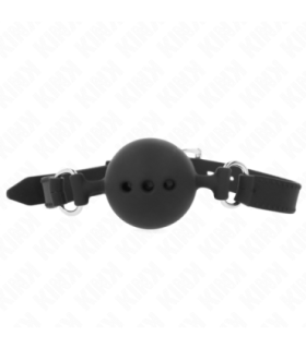 KINK - MORDAZA 55 x 2 CM DE BOLA 4.5 CM DE SILICONA COMPLETA TALLA M NEGRO AJUSTABLE 35-51 CM