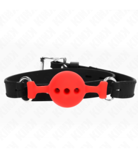 KINK - MORDAZA 55 x 2 CM DE BOLA 4 CM DE SILICONA COMPLETA TALLA S ROJO AJUSTABLE 35-51 CM