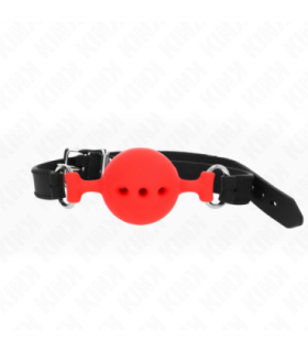 KINK - MORDAZA 55 x 2 CM DE BOLA 4.5 CM DE SILICONA COMPLETA TALLA M ROJO AJUSTABLE 35-51 CM