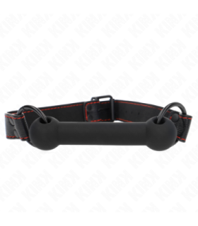 KINK - MORDAZA FORMA DE HUESO CON CORREA POLIPIEL NEGRO AJUSTABLE 41-57 CM