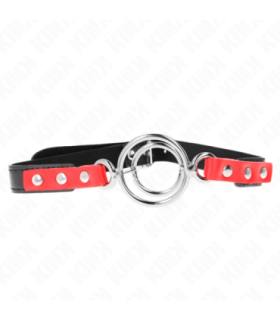 KINK - MORDAZA CON MÚLTIPLES JUNTAS TÓRICAS 4 / 4.8 CM ROJO AJUSTABLE 38 X 56 CM