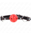KINK - MORDAZA DE BOLA 4.5 CM ROJA DURA HUECA MODELO 2 65 x 2.5 CM