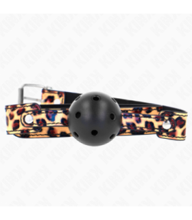 KINK - MORDAZA DE BOLA 4.5 CM TRANSPIRABLE LEOPARDO 65 x 2.5 CM