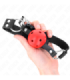 KINK - MORDAZA DE BOLA 4 CM TRANSPIRABLE CON DOBLE REMACHE ROJO 62 x 2.5 CM AJUSTABLE 42-58 CM