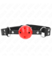 KINK - MORDAZA DE BOLA 4 CM TRANSPIRABLE CON DOBLE REMACHE DE CUERO 62 x 2.5 CM AJUSTABLE 42-58 CM
